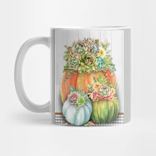 Pumpkins With Succulents A Mug